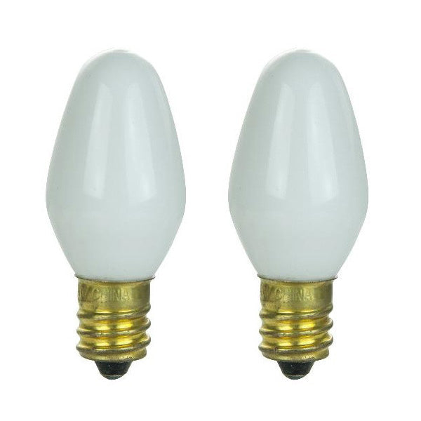 2Pk - SUNLITE 7w C7 CD2 120v Candelabra Base White Bulb – BulbAmerica