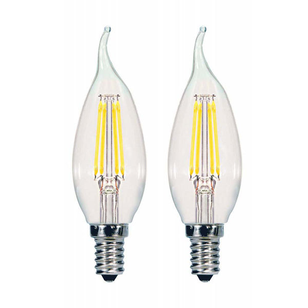 2Pk - Satco 5.5w CA10 Flame LED Filament E12 Base 2700k Dimmable - 60w ...