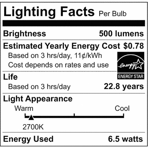 LED MR16 - 6.5W - 500 Lumens - 5000K - Dimmable - 12V