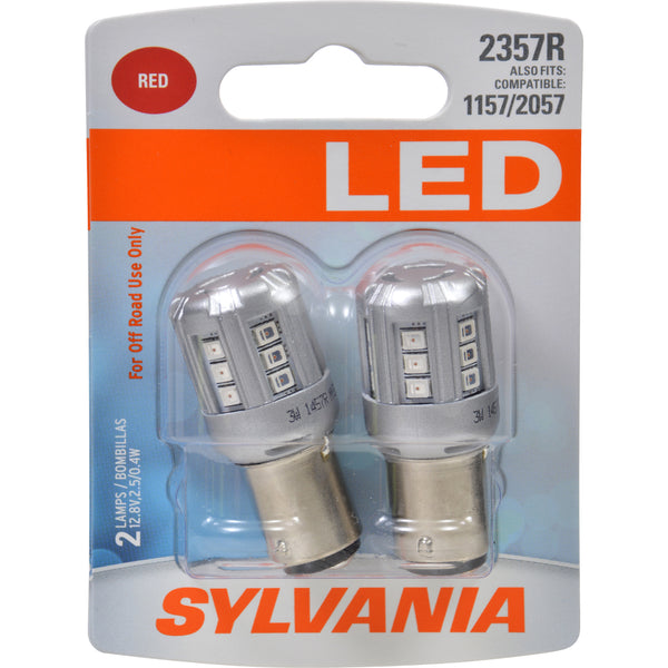 2 PK SYLVANIA 2357 Red LED Automotive Bulb also fits 1157 2057