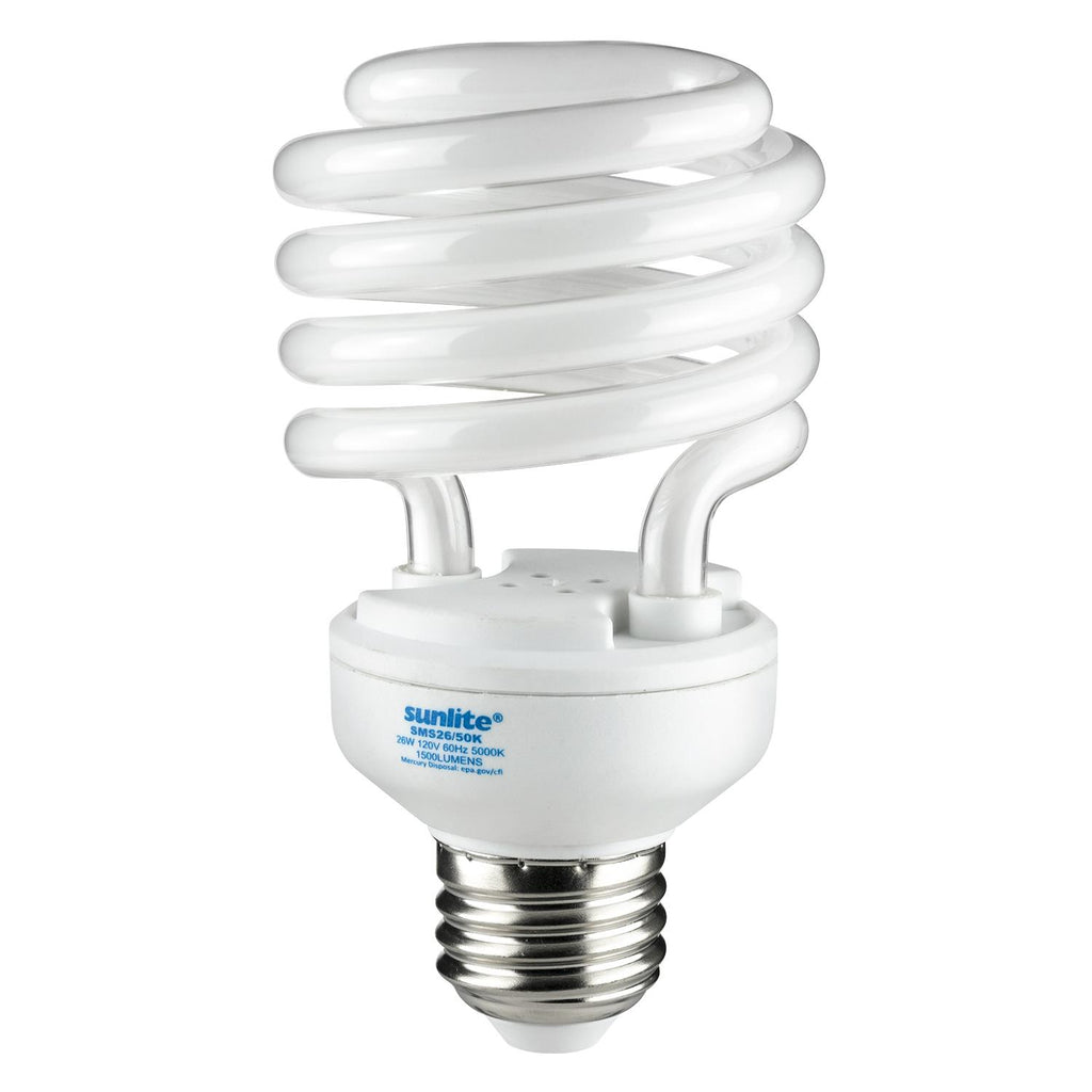 SUNLITE 26w T2 Medium Base 5000K Super White Super Mini Spiral Lamp