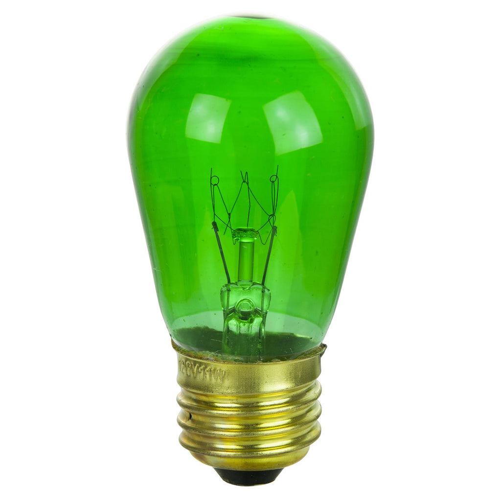 4Pk - SUNLITE 11w S14 Colored Sign Medium Base Transparent Green Incandescent Bulb