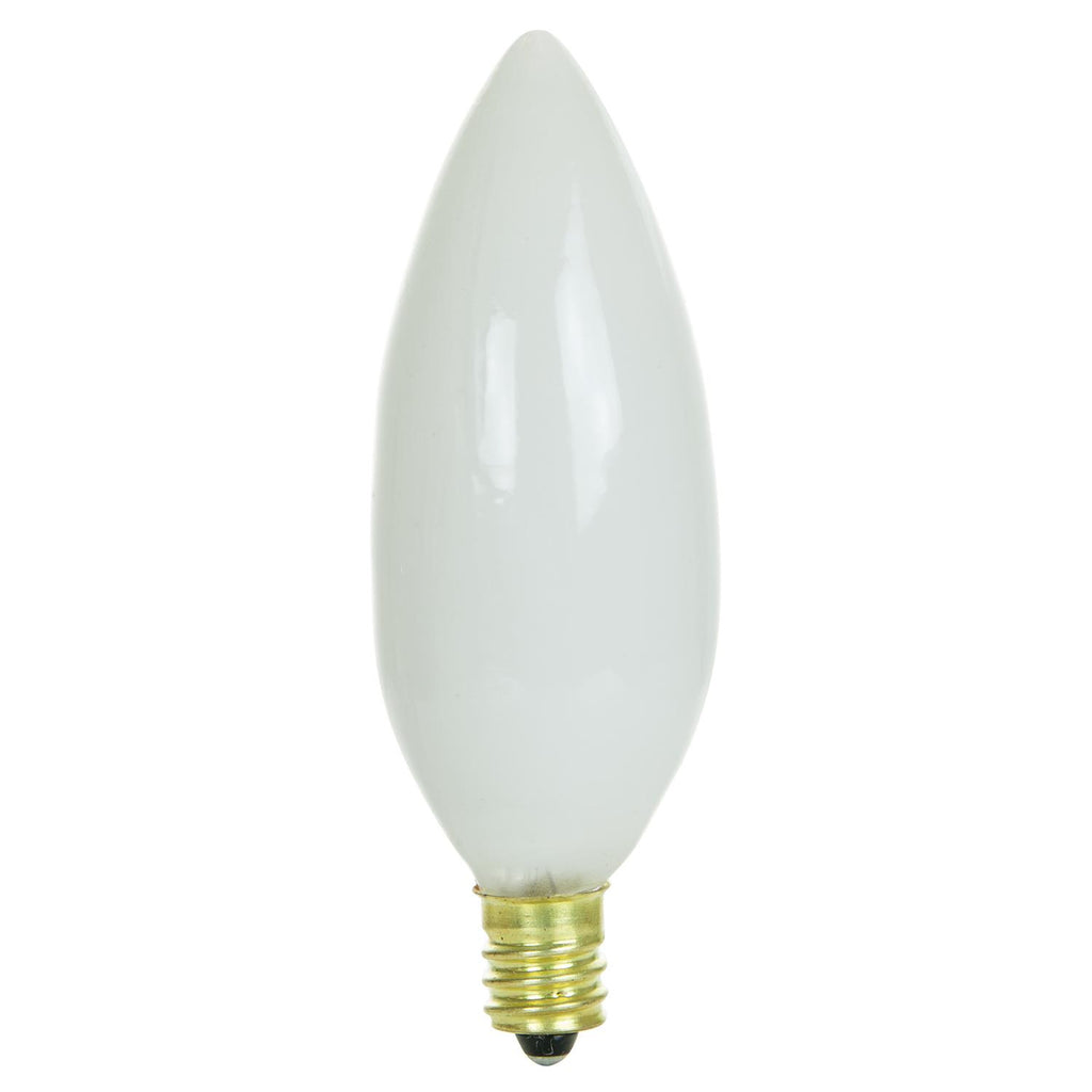 SUNLITE 40w Candelabra Torpedo Tip Chandelier White Incandescent Bulb