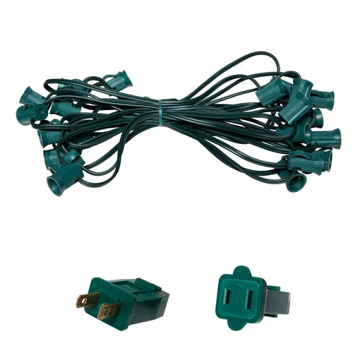 C7 Light Stringer, 25 Ft. Length, 6" Spacing, 5 Amp SPT1 Green Wire