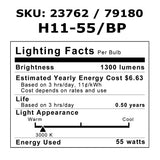 GE 23762 H11-55 55w Standard OEM Halogen Automotive Bulb - BulbAmerica