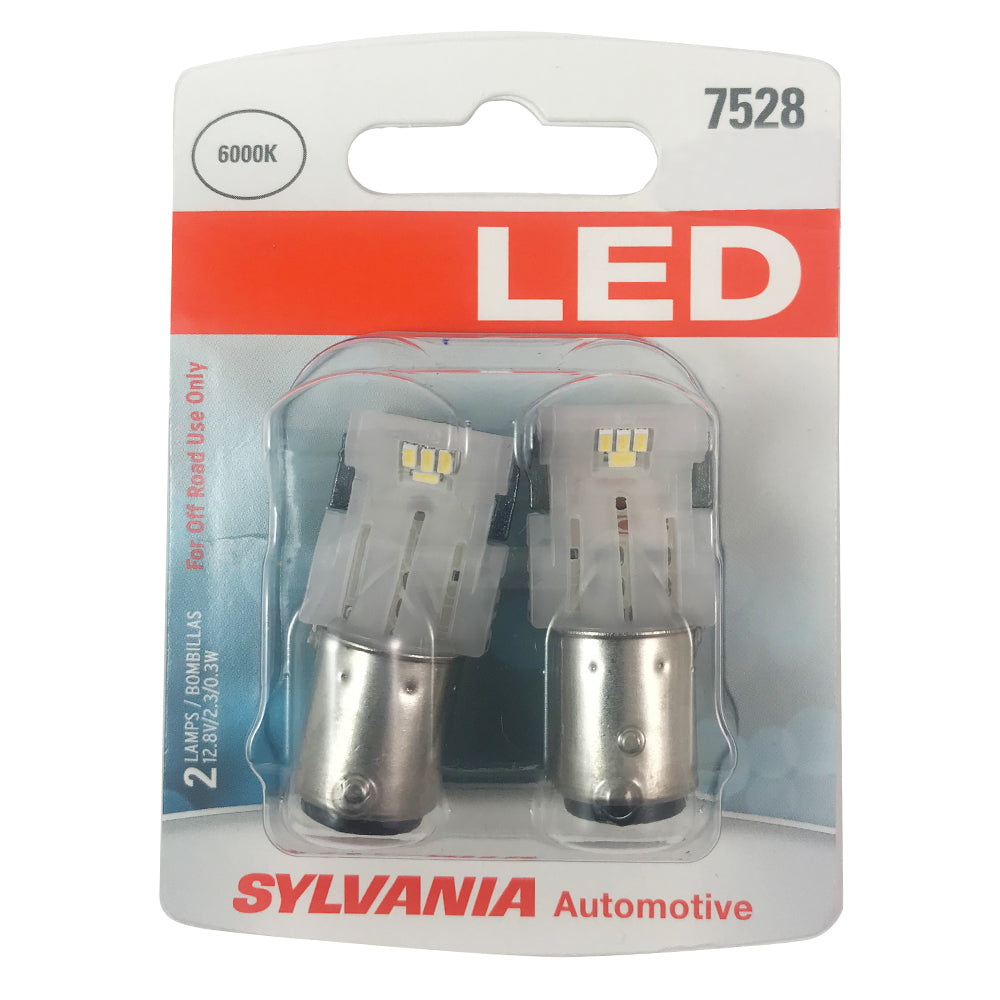 2-PK SYLVANIA 7528 LED Cool White Automotive Bulb - also fits 2057 & 2357