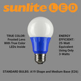 3Pk - Sunlite 3w LED A19 Blue Colored Non-Dimmable Bulb - 25w Equiv_2