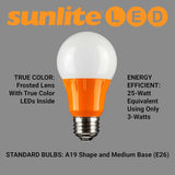 3Pk - Sunlite 3w LED A19 Orange Colored Non-Dimmable Bulb - 25w Equiv_2