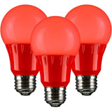 3Pk - Sunlite 3w LED A19 Red Colored Light Non-Dimmable Bulb - 25w Equiv