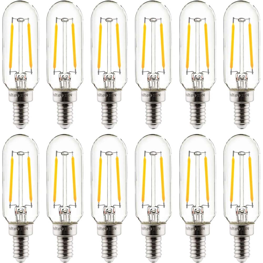 12Pk - Sunlite 2w LED Filament T8 Tubular E12 Base 2700K Bulb - 25w equiv