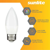 6Pk - Sunlite 7w LED B13 Decorative Chandelier E26 3000K Bulb - 60W Equiv - BulbAmerica