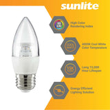 6Pk - Sunlite 7w LED B13 Decorative Chandelier E26 4000K Bulb - 60W Equiv - BulbAmerica
