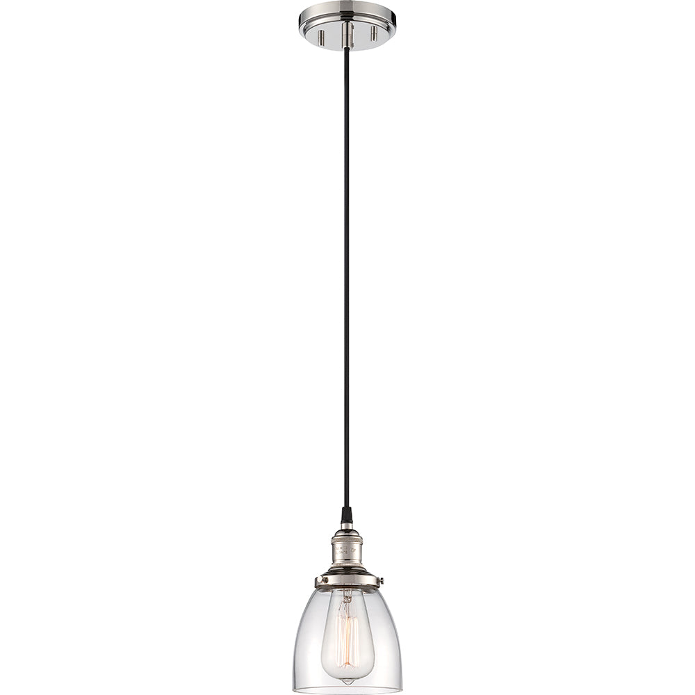 Nuvo Vintage 5.13" 1-Light Pendant w/ Clear Glass in Polished Nickel Finish