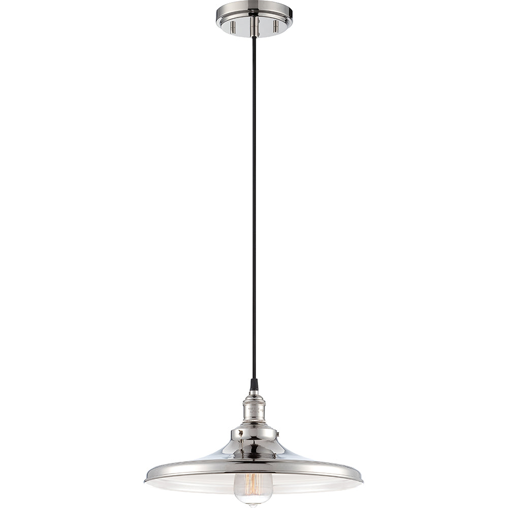 Nuvo Vintage 14" 1-Light Pendant w/ Metal Shade in Polished Nickel Finish