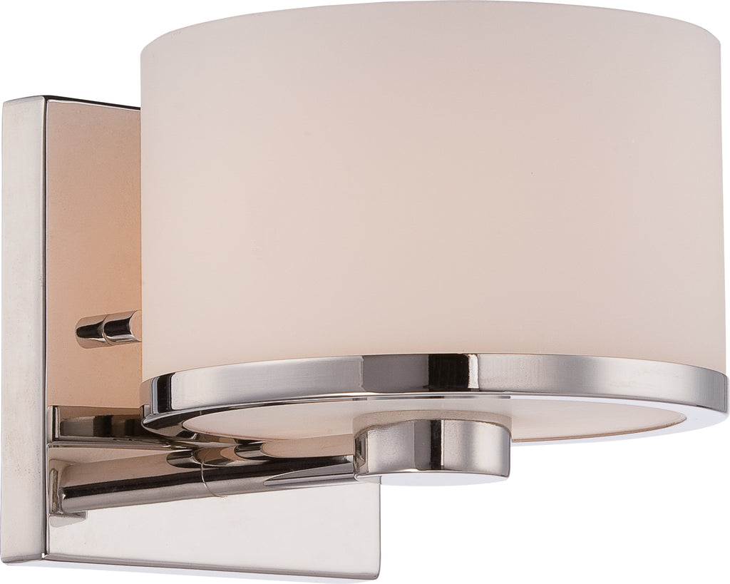 Nuvo Celine 1-Light Vanity Light Fixture w/ Etched Opal Glass in Polished Nickel