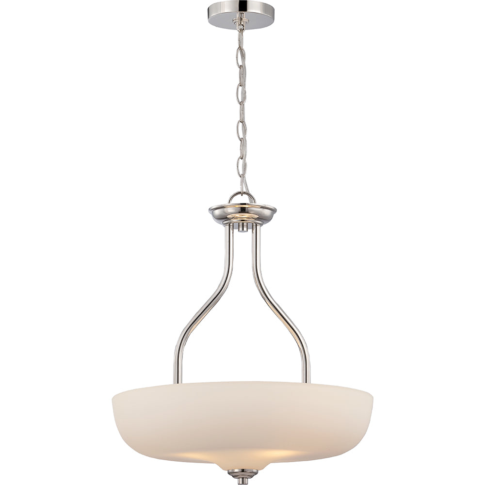 Nuvo Kirk 3-Light LED Pendant w/ Etched Opal Glass in Polished Nickel Finish