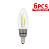 6PK - 4.5w B10 Blunt Tip Dimmable LED - Osram Sylvania Candelabra base 2700K