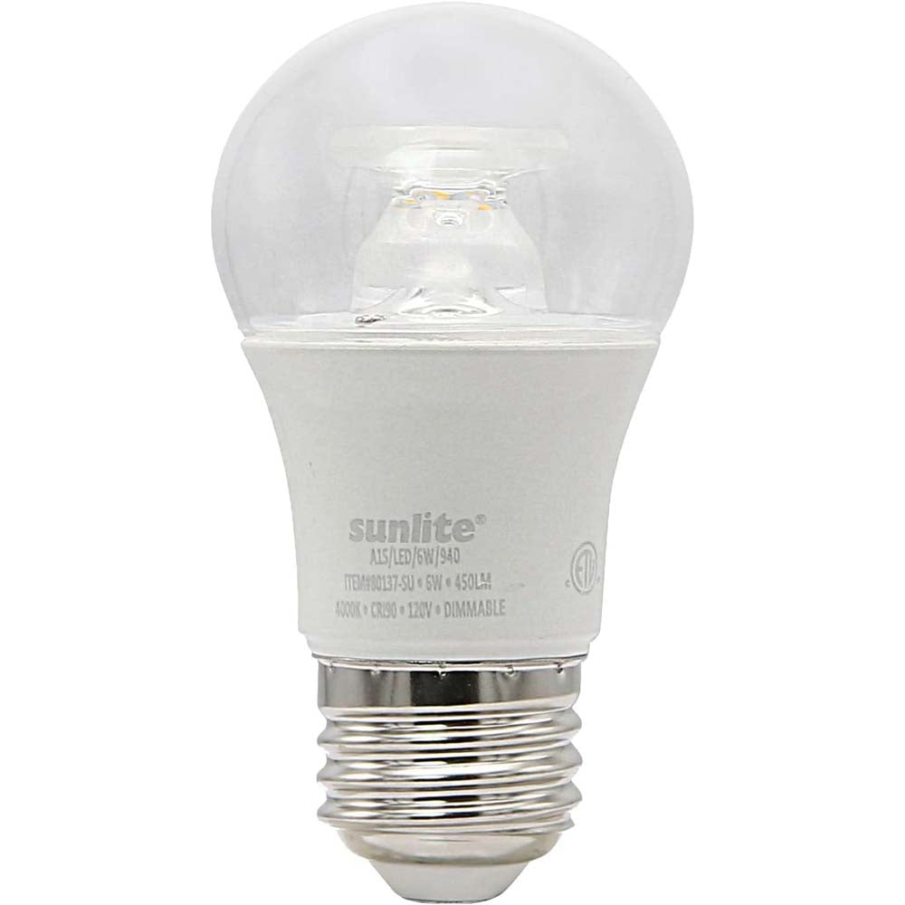 Sunlite 6w LED A15 Ceiling Fan Clear E26 Base 3000K Bulb - 40W Equiv