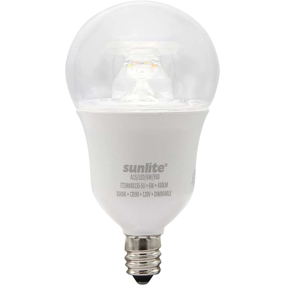 Sunlite 6w LED A15 Appliance Ceiling Fan E12 Base 3000K Bulb - 40W Equiv