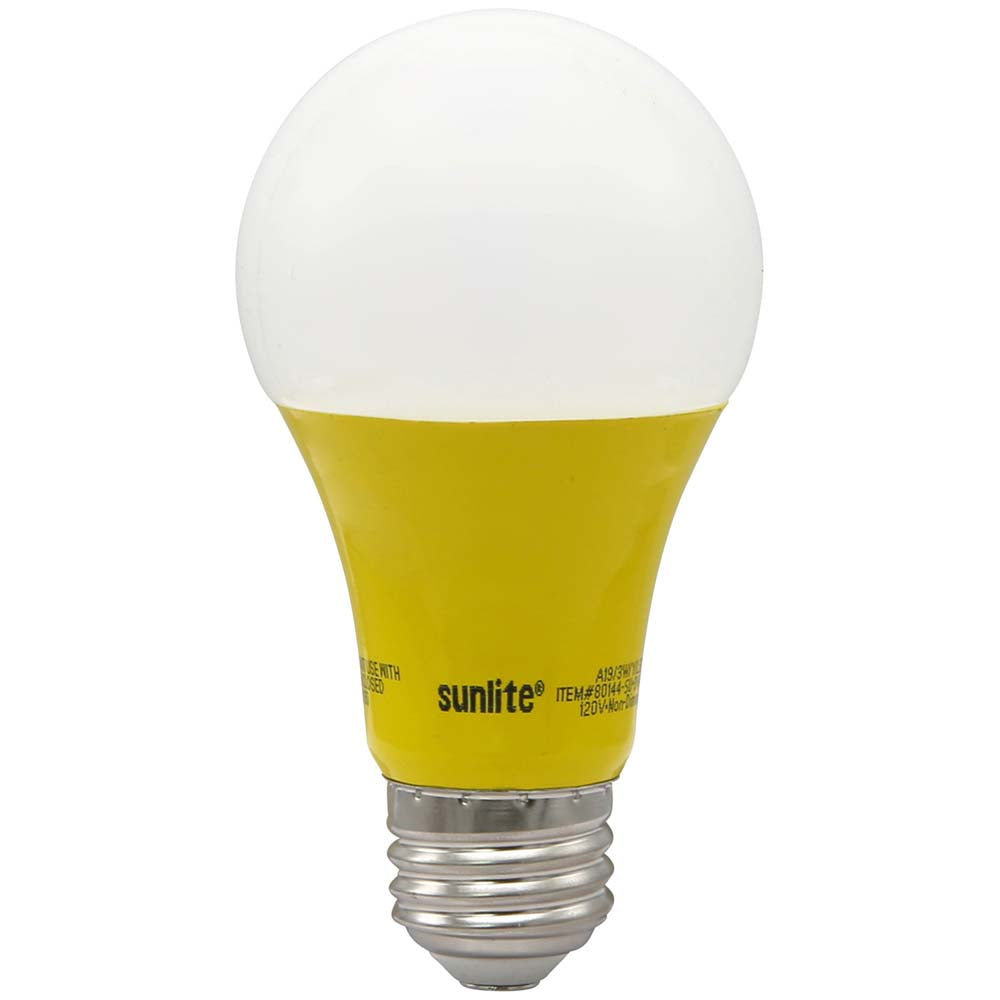 Sunlite 3w LED A19 Yellow Colored Light Non-Dimmable Bulb - 25w Equiv