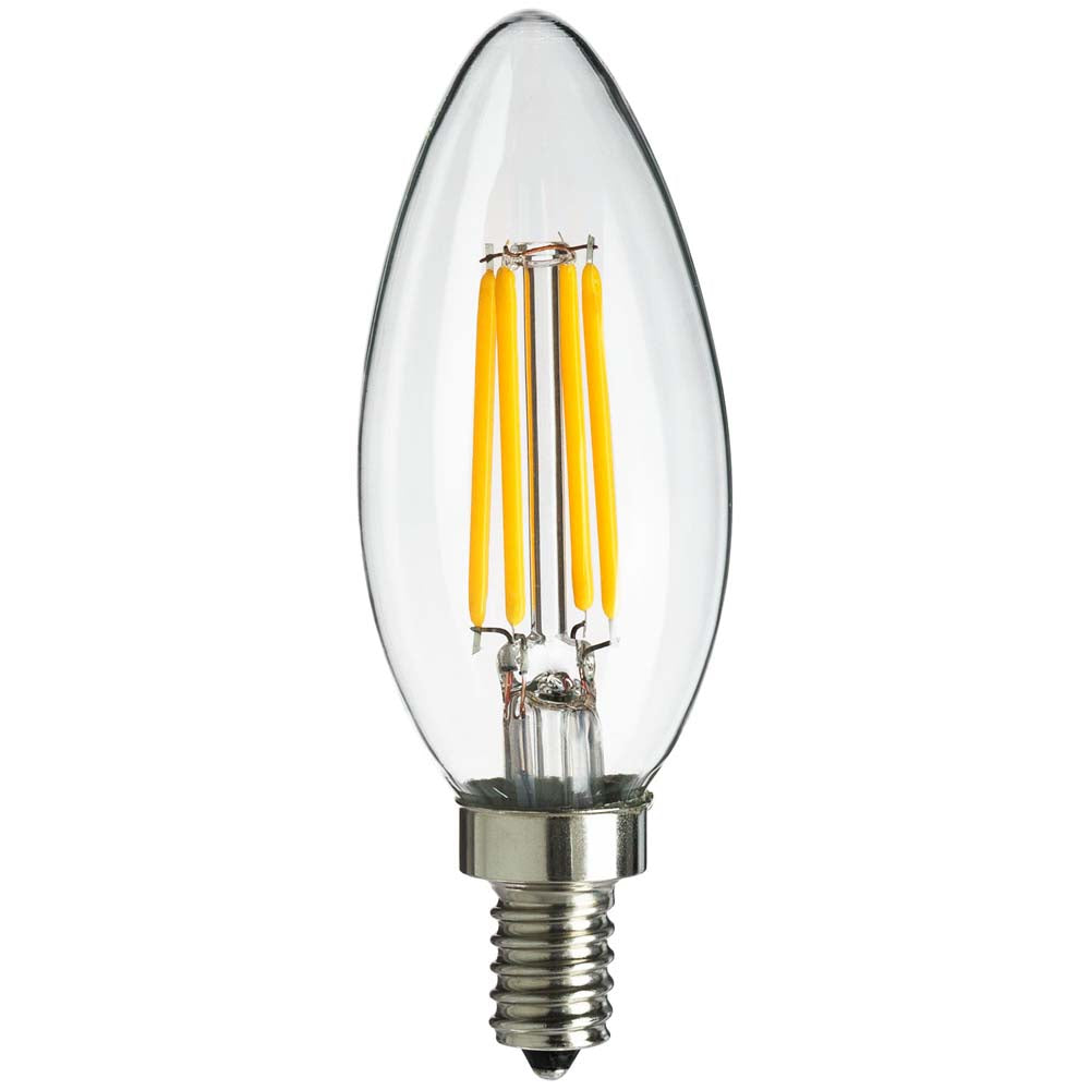 Sunlite 4w LED B11 Torpedo Tip Chandelier E12 Base 1800K Bulb - 40W Equiv