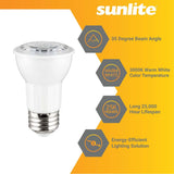 Sunlite 6w LED PAR16 Reflector E26 Base 3000K Floodlight Bulb - 50W Equiv - BulbAmerica