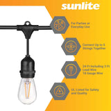 Sunlite 24ft 10.5W LED S14 Waterproof 7 Sockets 2700K Outdoor String Light Bulb_1