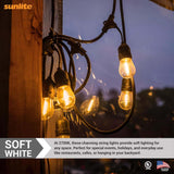 Sunlite 24ft 10.5W LED S14 Waterproof 7 Sockets 2700K Outdoor String Light Bulb_2