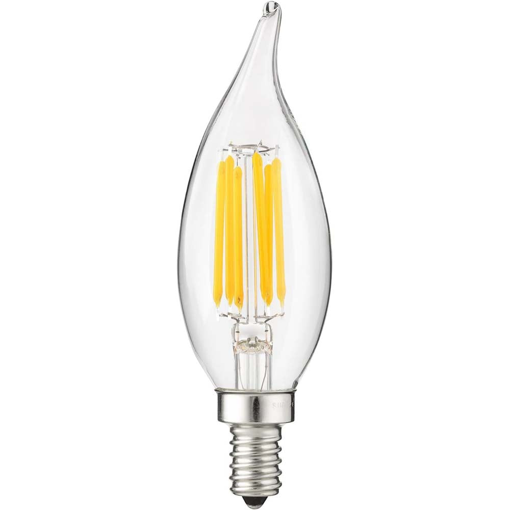 Sunlite 5w LED Filament CA11 Flame Tip Chandelier E12 4000K Bulb - 60W Equiv