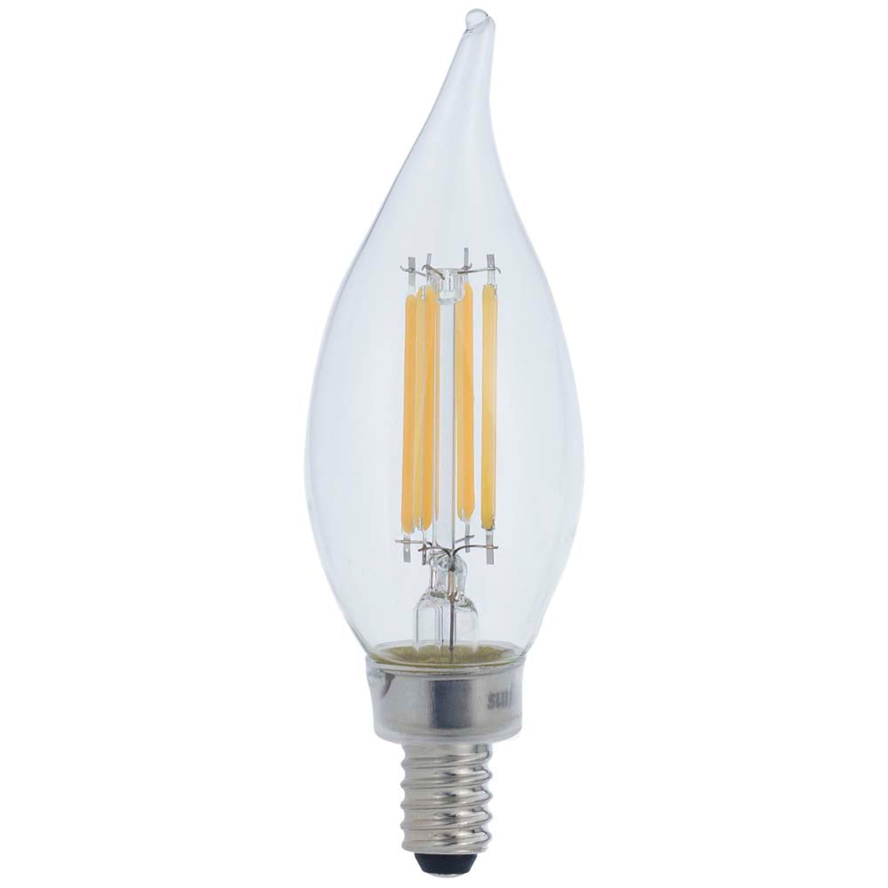 Sunlite 5.5w LED CA11 Flame Tip Chandelier E12 Base 3000K Bulb - 60W Equiv