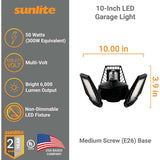 Sunlite 50w LED 3-Panel Adjustable Garage Fan E26 Base 5000K 120-277V - BulbAmerica