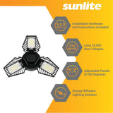 Sunlite 50w LED 3-Panel Adjustable Garage Fan E26 Base 5000K 120-277V_1