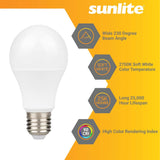 Sunlite 9w LED A19 Dimmable 2700K Soft White Bulb - 60W Equiv - BulbAmerica