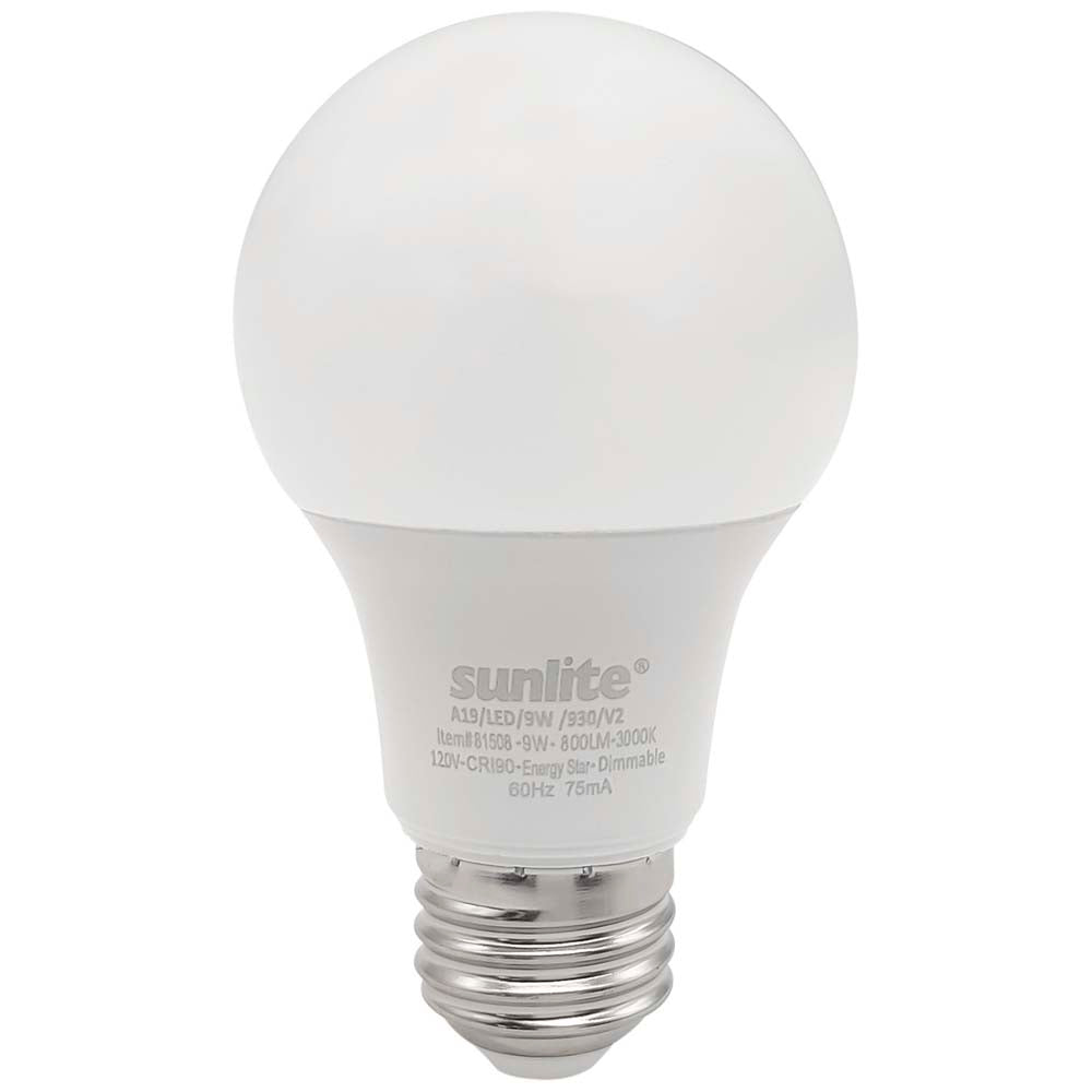 Sunlite 9w LED A19 Dimmable 4000K Cool White Bulb - 60W Equiv