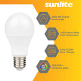 Sunlite 9w LED A19 Dimmable 3000K Warm White Bulb - 60W Equiv - BulbAmerica