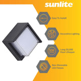 Sunlite 12w LED Canopy Square Modern Outdoor Fixture CCT Selectable - 60w equiv - BulbAmerica