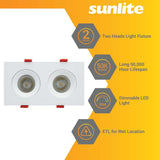 Sunlite 3.5-in 24w LED Two Head Gimbal Downlight Fixture CCT Tunable Dimmable_1