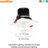 Sunlite 3.5-in 24w LED Two Head Gimbal Downlight Fixture CCT Tunable Dimmable_2