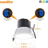 Sunlite 4-in LED Recessed Round Downlight CCT Wattage Lumens Selectable Fixture_1