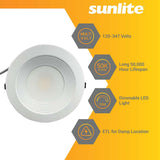 Sunlite 9.5-in LED Commercial Recessed Downlight CCT Wattage Selectable Fixture - BulbAmerica