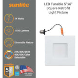 Sunlite 5-6-in 14w LED Square Retrofit Downlight Fixture CCT Selectable Dimmable - BulbAmerica