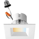 Sunlite 4-In 11w LED Square Retrofit Recessed Downlight CCT Selectable Dimmable