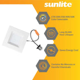 Sunlite 4-In 11w LED Square Retrofit Recessed Downlight CCT Selectable Dimmable_1