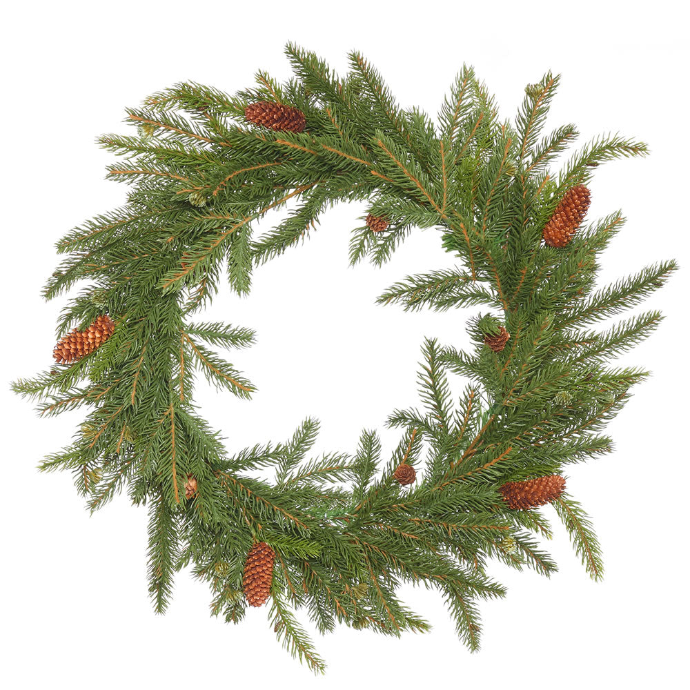 21in. White Spruce Wreath w/Cones 95 PE Tips