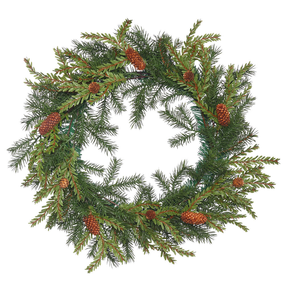 20in. Hemlock-Angel Pine Wreath w/Cone 65 PE Tips