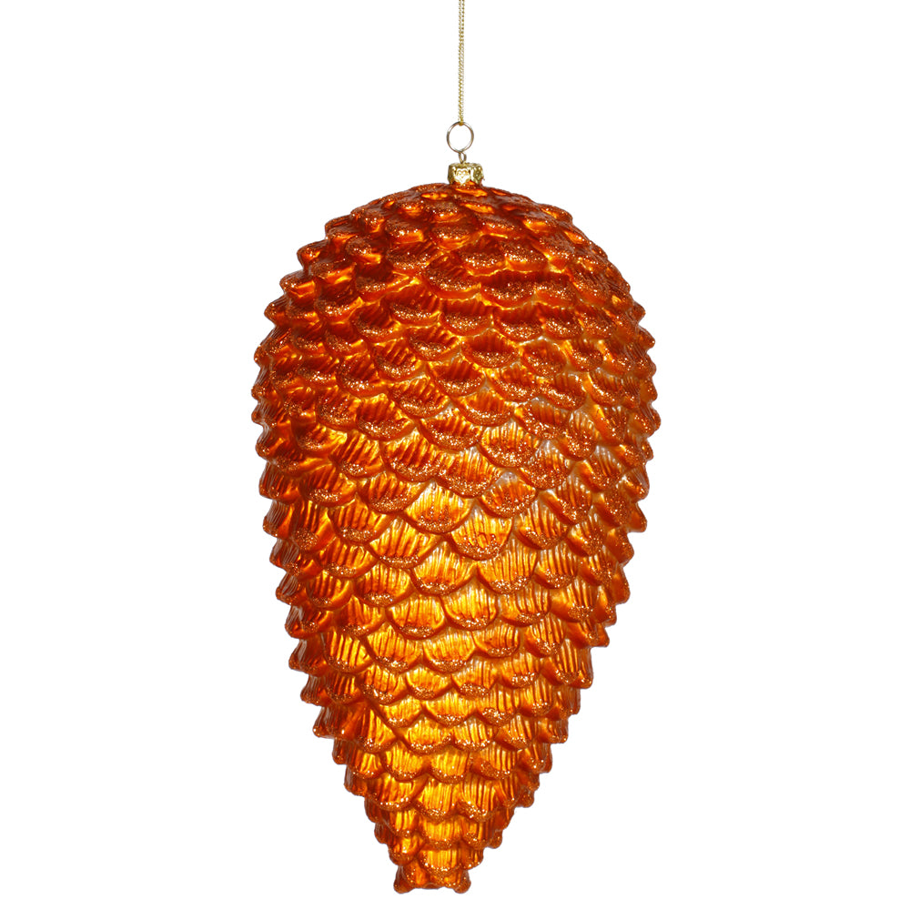 10" Burnish Orange Matte-Glitt Pinecone