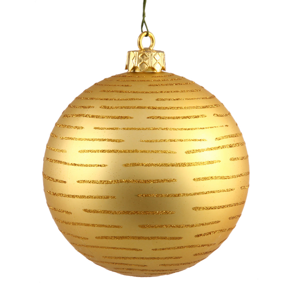 4.75" Gold Ball Ornament w/Glitter Asst 2/Bg