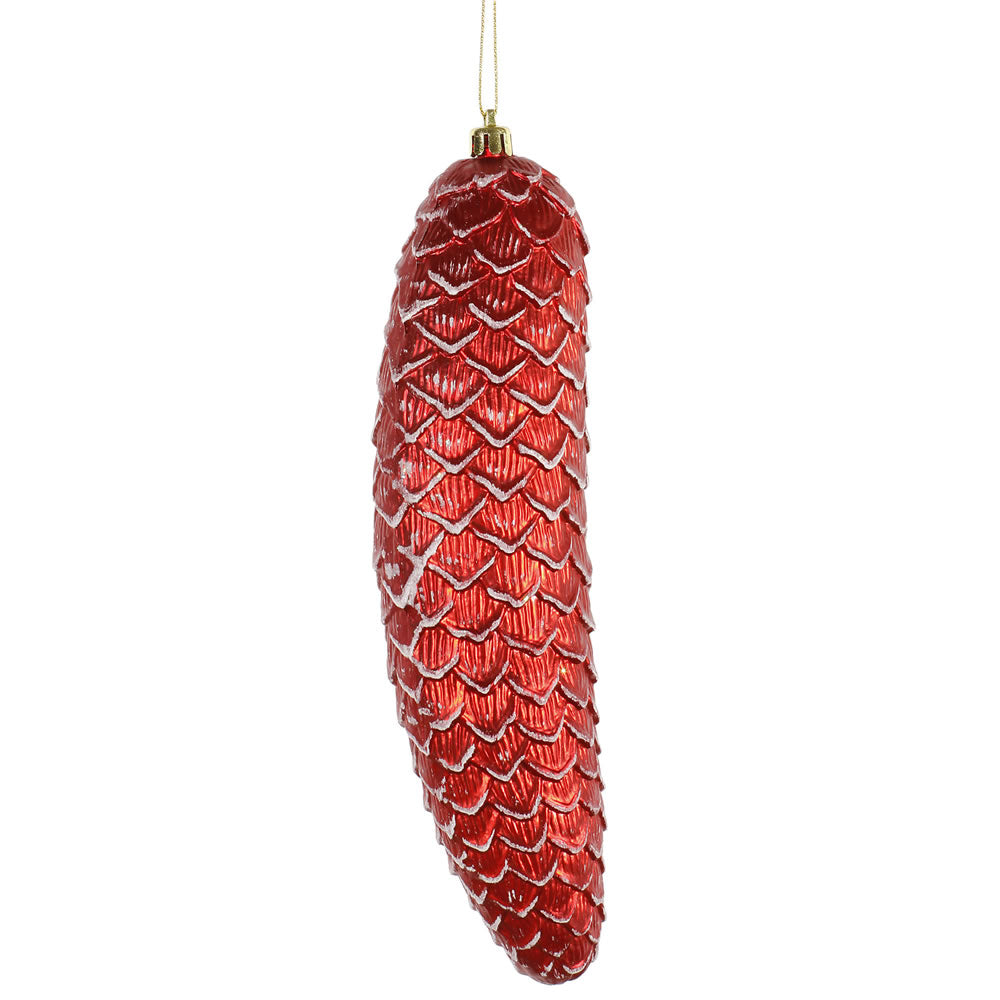 3.5" Red Pine Cone Ornament 6/Bx