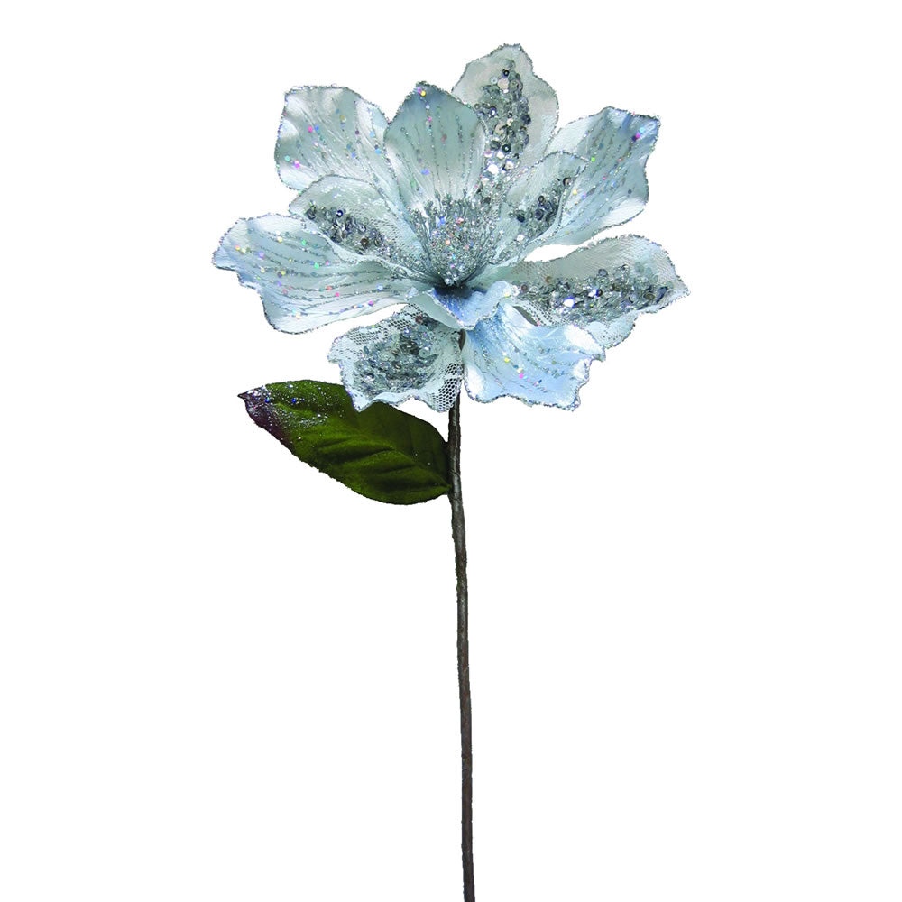 29" Silver Velvet Magnolia 9" Flower