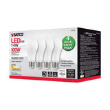 4Pk - Satco 14w 120v A19 LED E26 Base 1600L 2700k Warm White - 100w Equiv